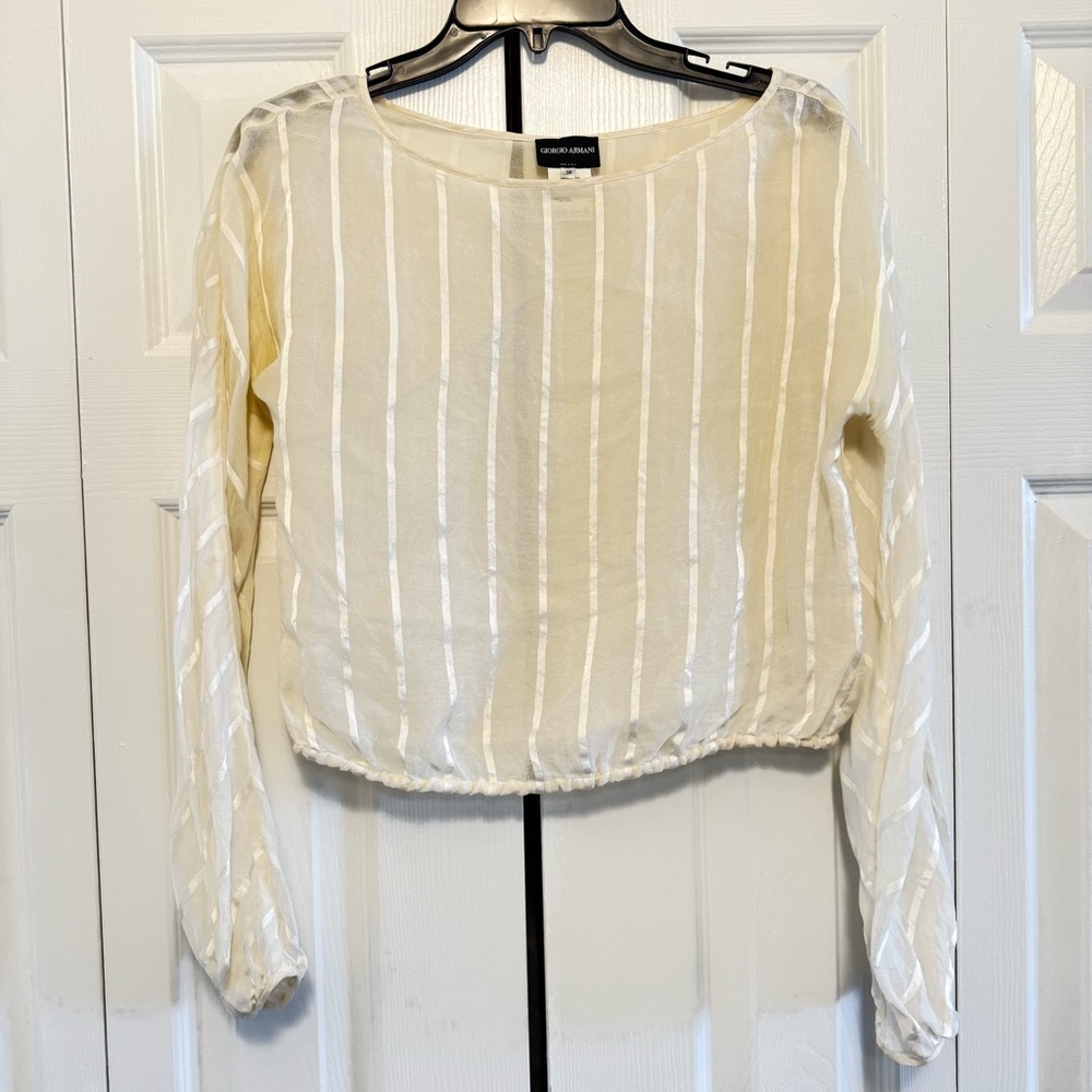 Giorgio Armani Cream Silk Blouse, Size 38